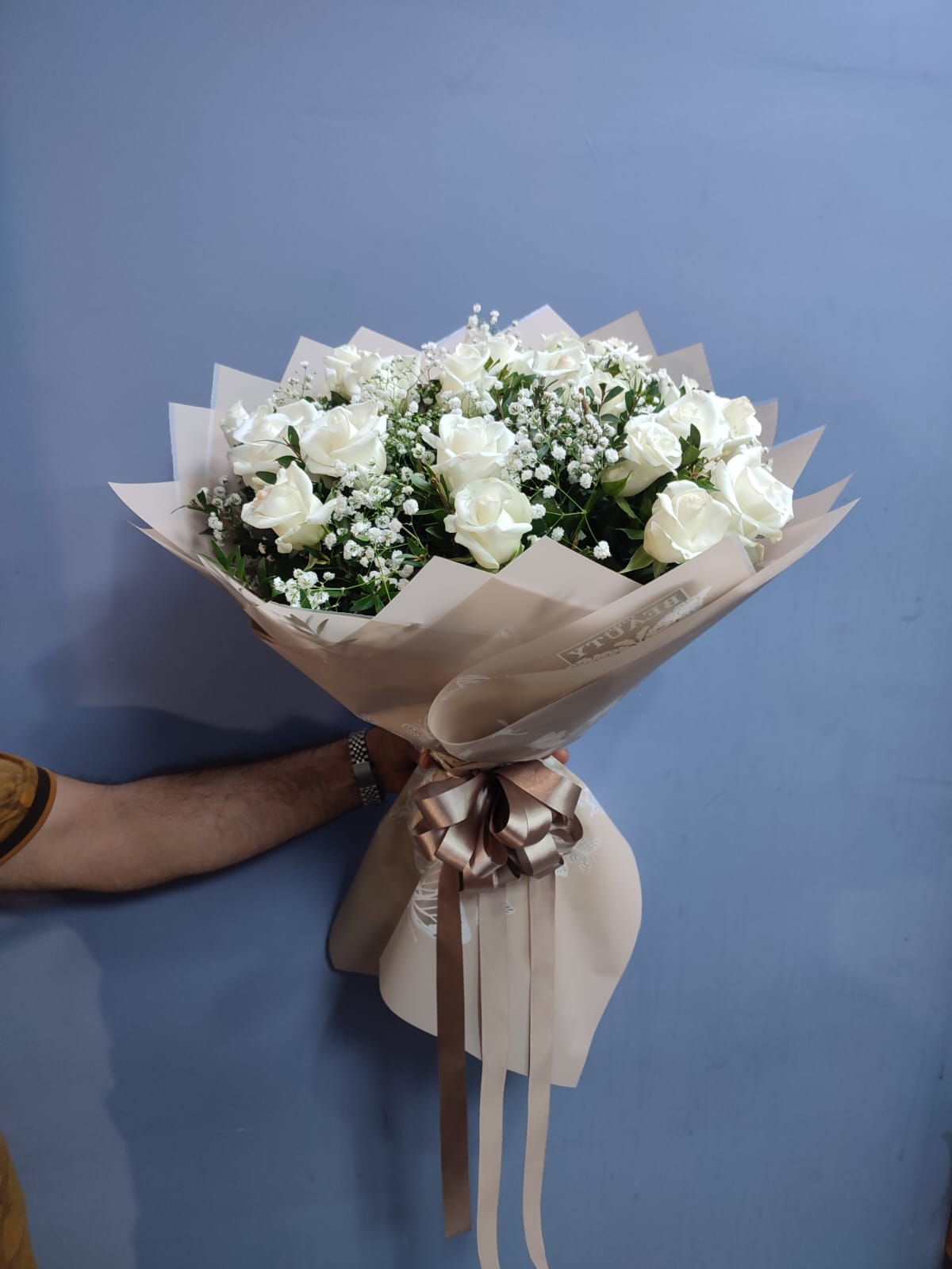 15 adet beyaz gül buketi